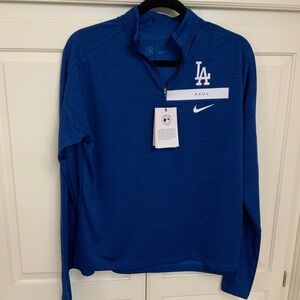 Nike Dodgers Azul quarter-zip, long-sleeve top, women size Medium, NWT